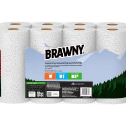 Brawny Tear-A-Square Paper Towels, 2-ply, 120 Sheets/Roll, 8 Rolls/Pack (443665)