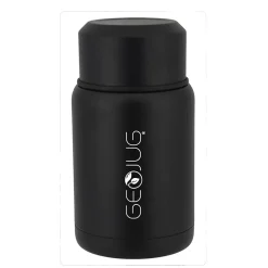 Geojug Stainless Steel Double Walled Food Jar with Bowl & Folding Spoon, 17 oz., Black (FTS-500BK)<Brentwood Sale