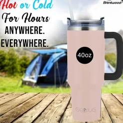 Geojug Stainless Steel Double Walled Tumbler Cup, 40 oz., Pink (CMB-1200PK)<Brentwood Outlet