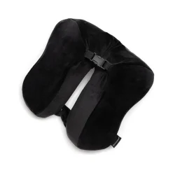 Memory Foam Fleece Travel Pillow, Black (BNPM0002)<Brookstone Hot