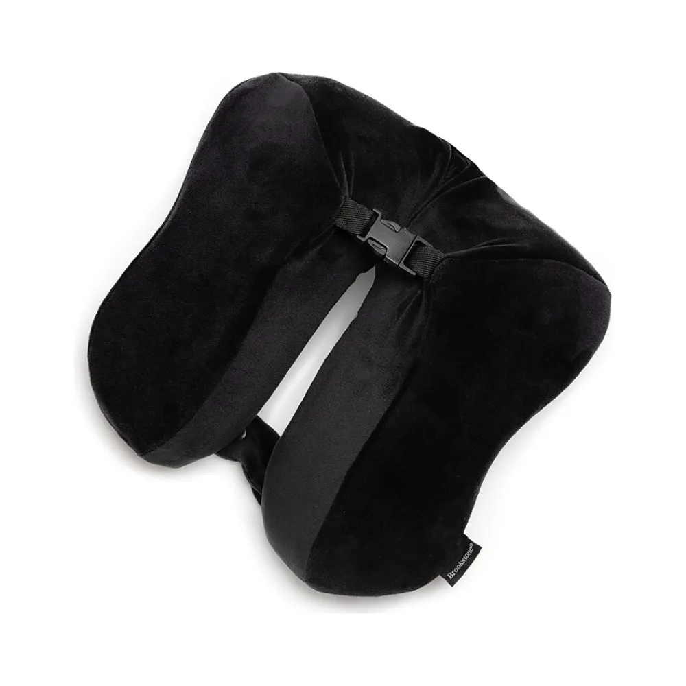 Memory Foam Fleece Travel Pillow, Black (BNPM0002)<Brookstone Hot