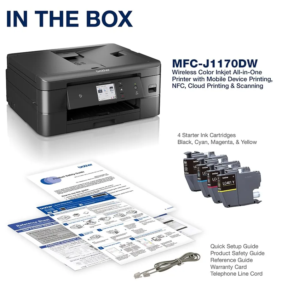 Brother MFC-J1170DW Wireless Color Inkjet Printer, All-In-One, Print, Scan, Copy, Fax