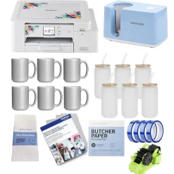 Brother Sublimation Printer and Craft Express Mug Heat Press Bundle, 6 Mugs & 6 Glasses(SUBDRNKS-STP)
