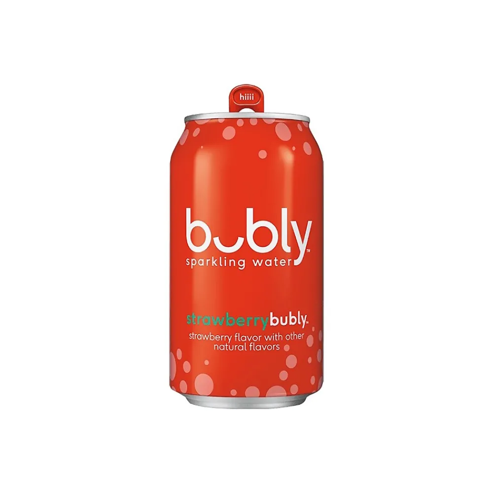 Bubly Strawberry Flavor Sparkling Seltzer Water, 12 fl. oz., 8 Cans/Pack, 3 Packs/Carton (17142)
