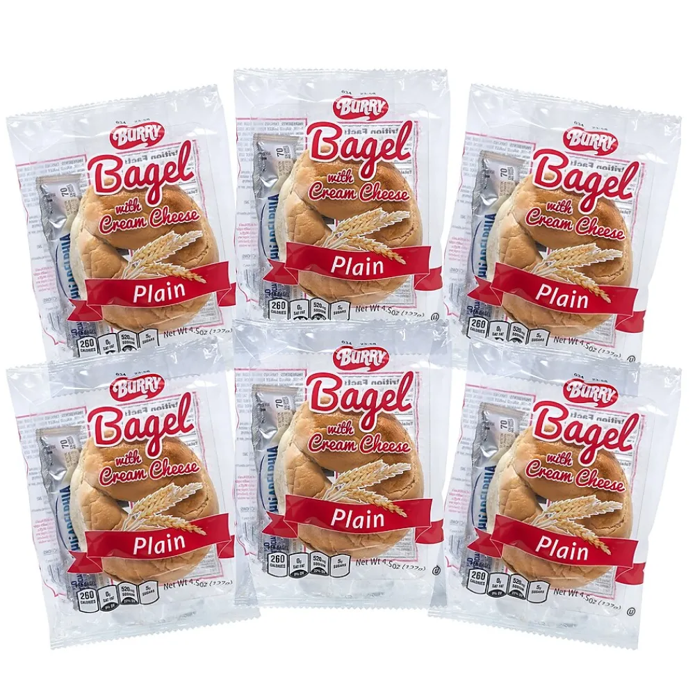 Burry Individually Wrapped Plain Bagel w/ Cream Cheese, 4.6 Oz, 6/Box (307-00370)