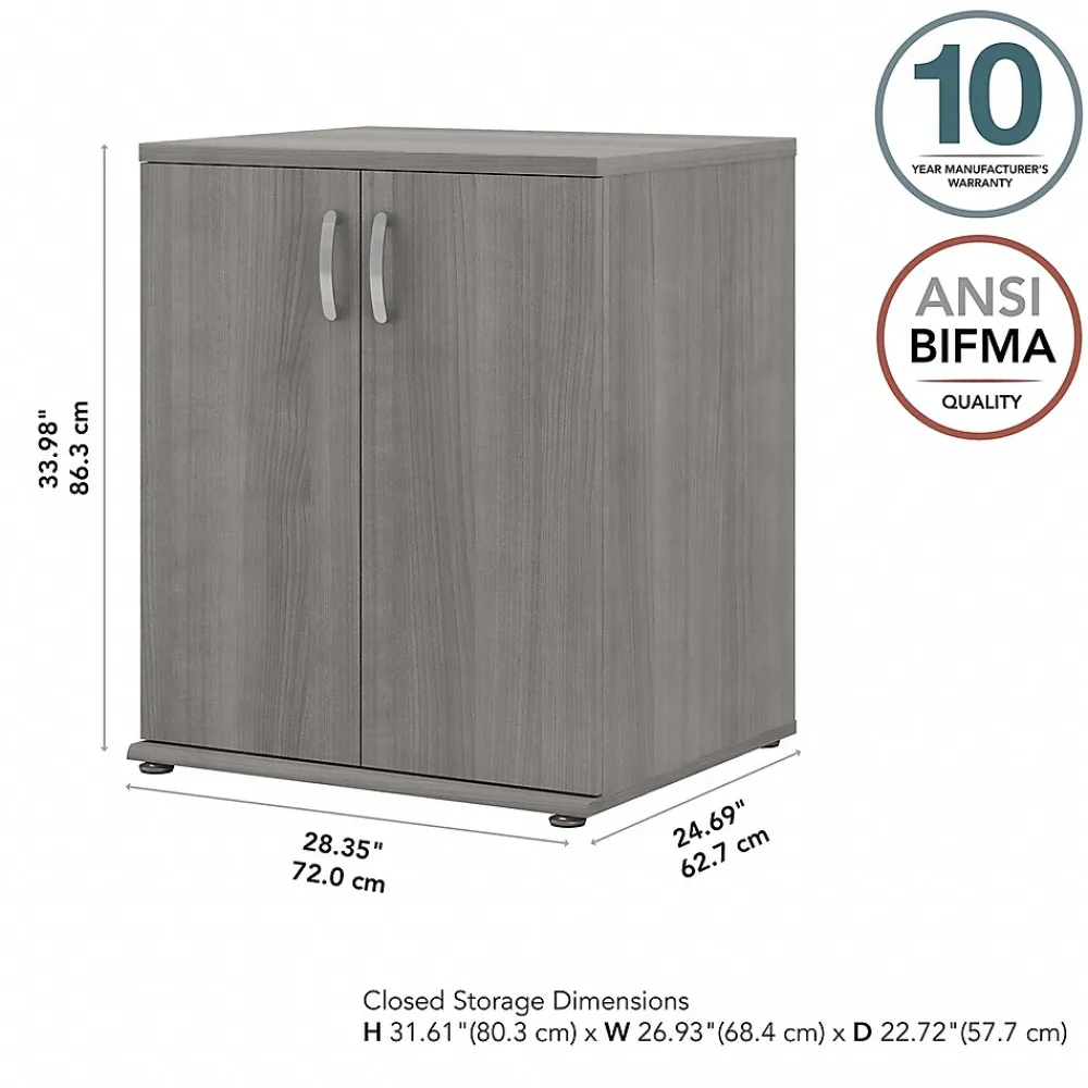 Storage Cabinets*Bush Business Furniture 34" Floor Storage Cabinet with 2 Shelves, Platinum Gray (UNS128PG)