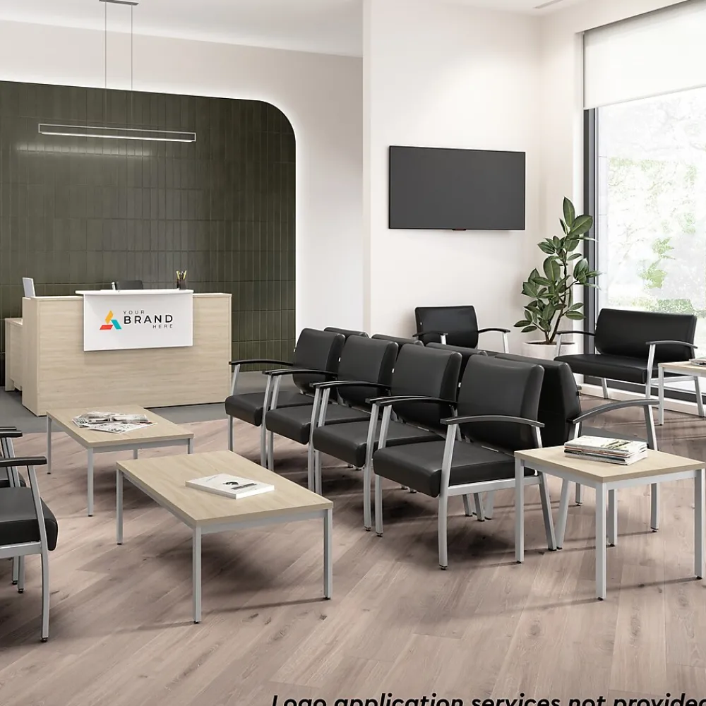 L-Desks*Bush Business Furniture Arrive 60"W L Shaped Reception Desk with Shelf and Mobile File Cabinet, (ARV004NE) Natural Elm
