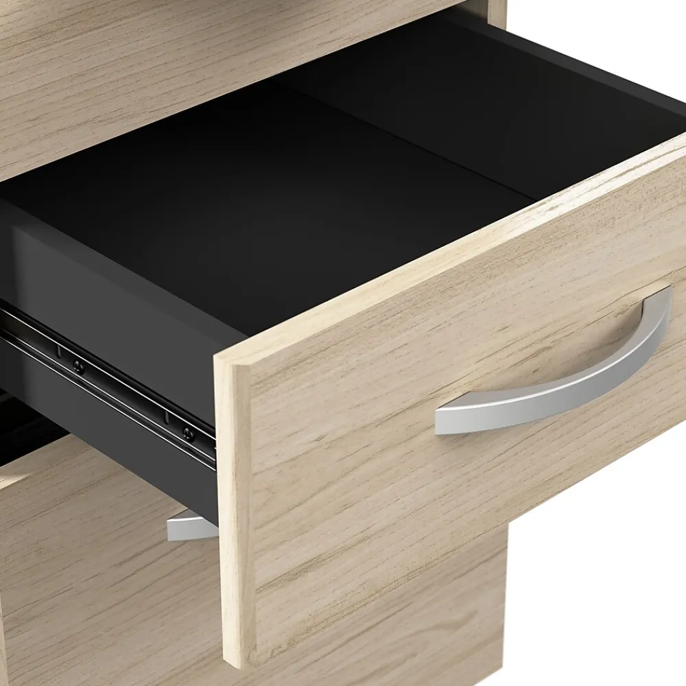 L-Desks*Bush Business Furniture Arrive 60"W L Shaped Reception Desk with Shelf and Mobile File Cabinet, (ARV004NE) Natural Elm