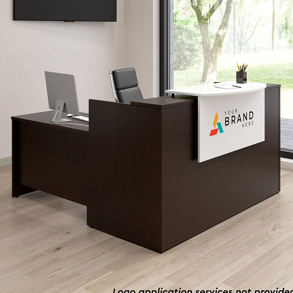 L-Desks*Bush Business Furniture Arrive 72"W L Shaped Reception Desk with Counter, (ARV009MR) Mocha Cherry