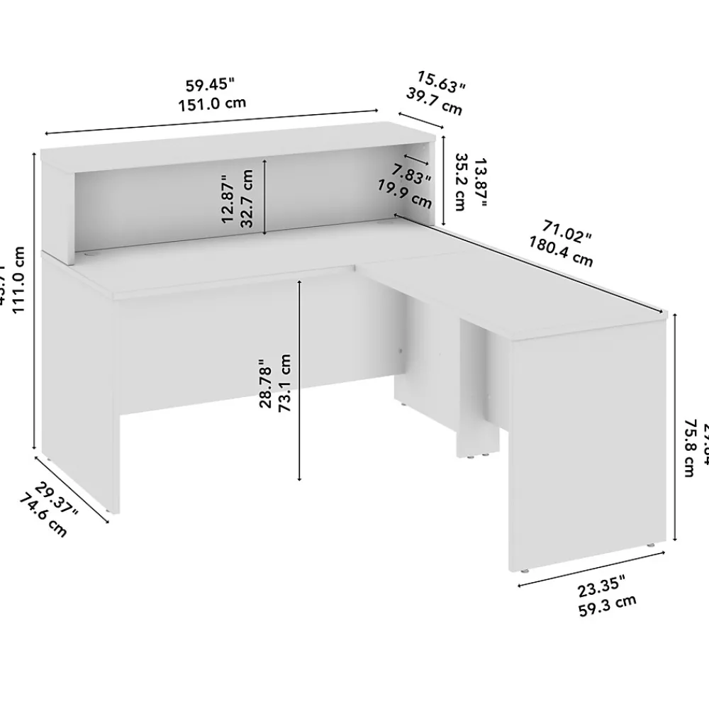 L-Desks*Bush Business Furniture Arrive 60"W L Shaped Reception Desk with Shelf, (ARV003SG) Storm Gray