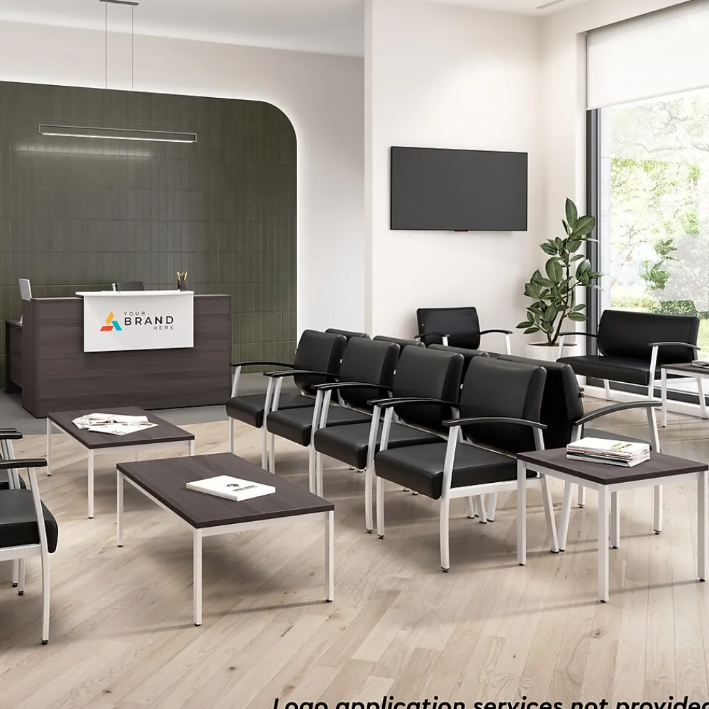 L-Desks*Bush Business Furniture Arrive 60"W L Shaped Reception Desk with Shelf and Mobile File Cabinet, (ARV004SG) Storm Gray
