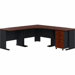 Office Desks*Bush Business Furniture Cubix 84"W Corner Desk with Mobile File Cabinet, (SRA041HCSU) Hansen Cherry/Galaxy