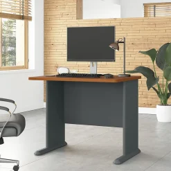 Office Desks*Bush Business Furniture Cubix 36"W Desk, (WC57436) Natural Cherry/Slate