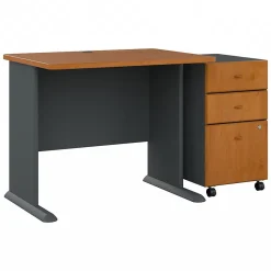 Office Desks*Bush Business Furniture Cubix 36W Desk with Mobile File Cabinet, (SRA024NCSU) Natural Cherry/Slate