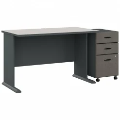 Office Desks*Bush Business Furniture Cubix 48W Desk with Mobile File Cabinet, (SRA025SLSU) Slate/White Spectrum