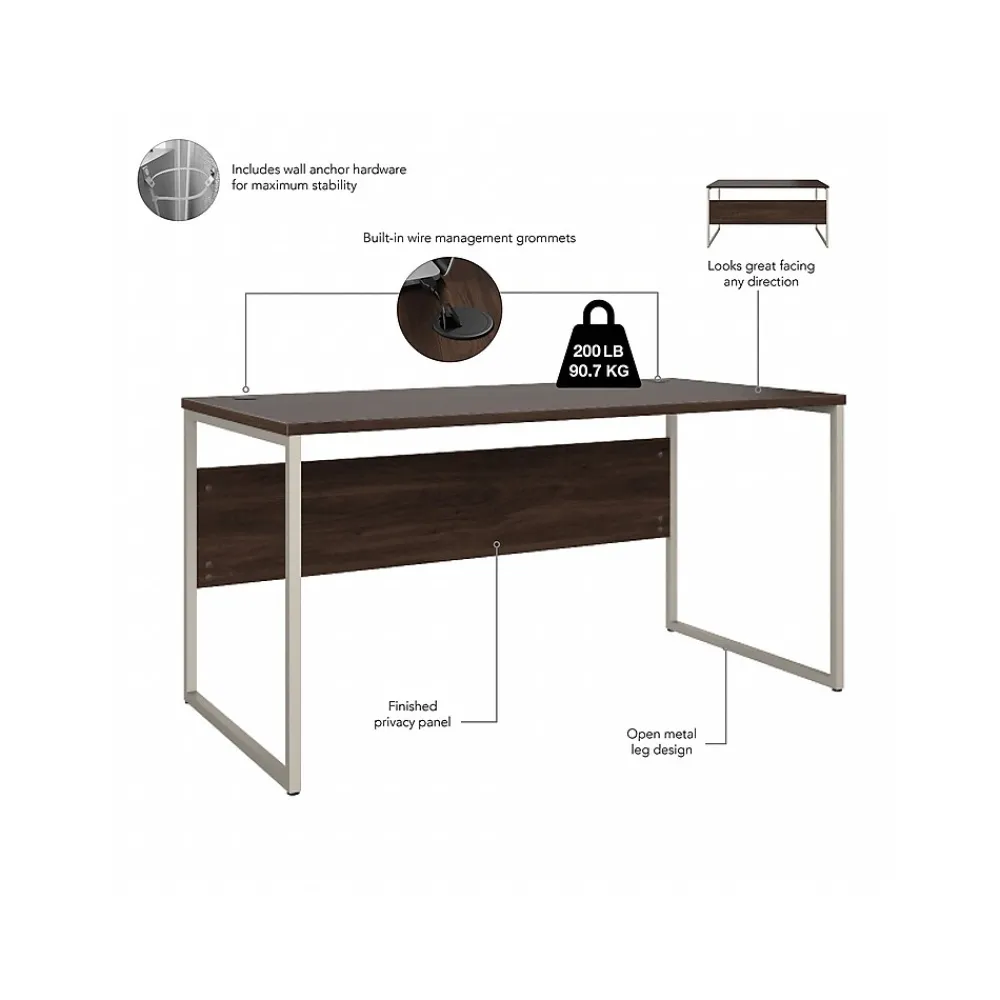 Computer Desks*Bush Business Furniture Hybrid 60"W Computer Table Desk with Metal Legs, (HYD360BW) Black Walnut