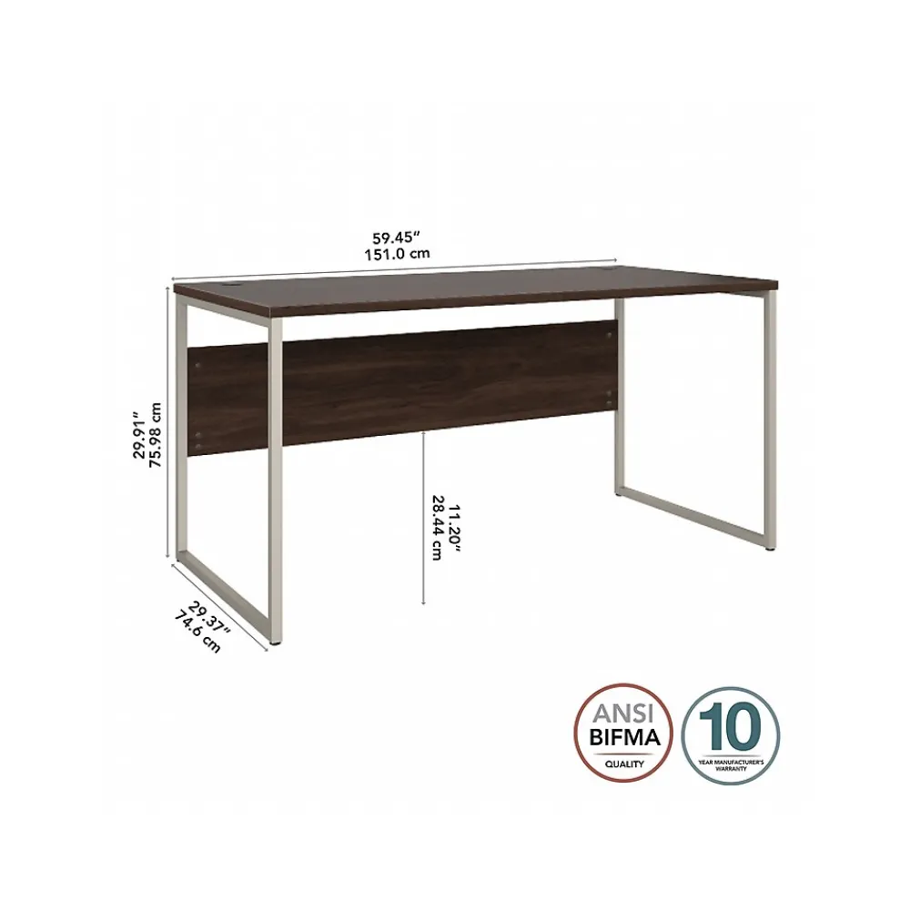 Computer Desks*Bush Business Furniture Hybrid 60"W Computer Table Desk with Metal Legs, (HYD360BW) Black Walnut