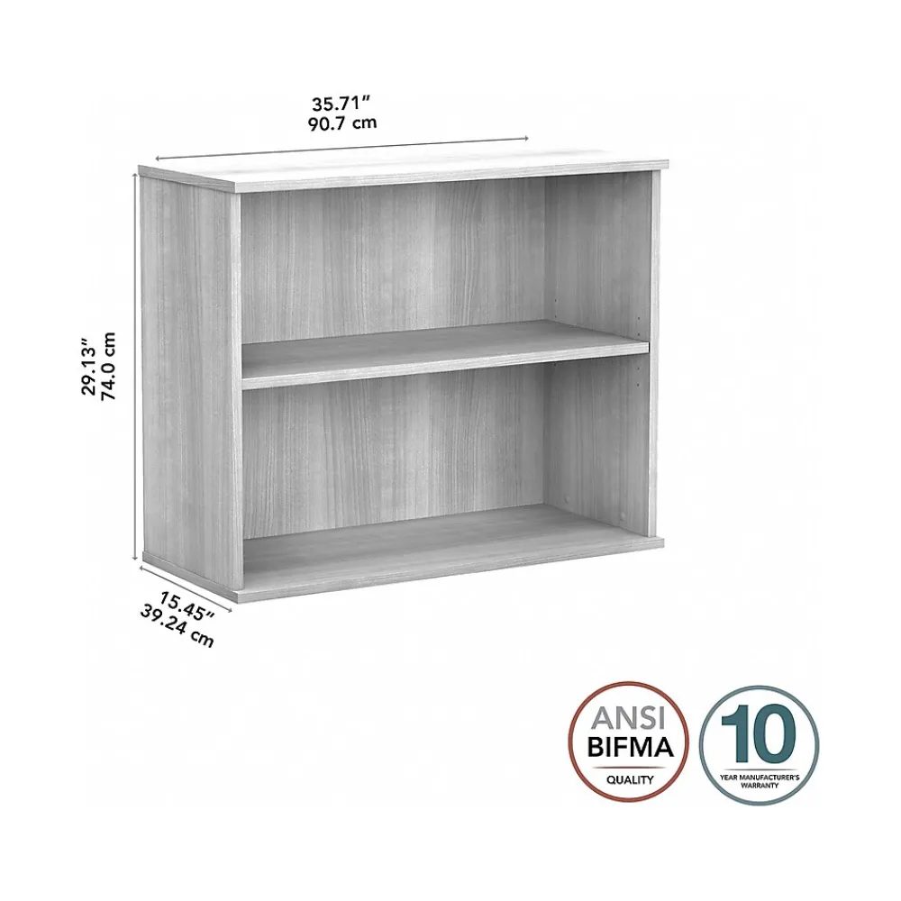 Bookcases*Bush Business Furniture Hybrid 29"H 2-Shelf Bookcase with Adjustable Shelf, Laminated Wood (HY3036PG-Z) Platinum Gray