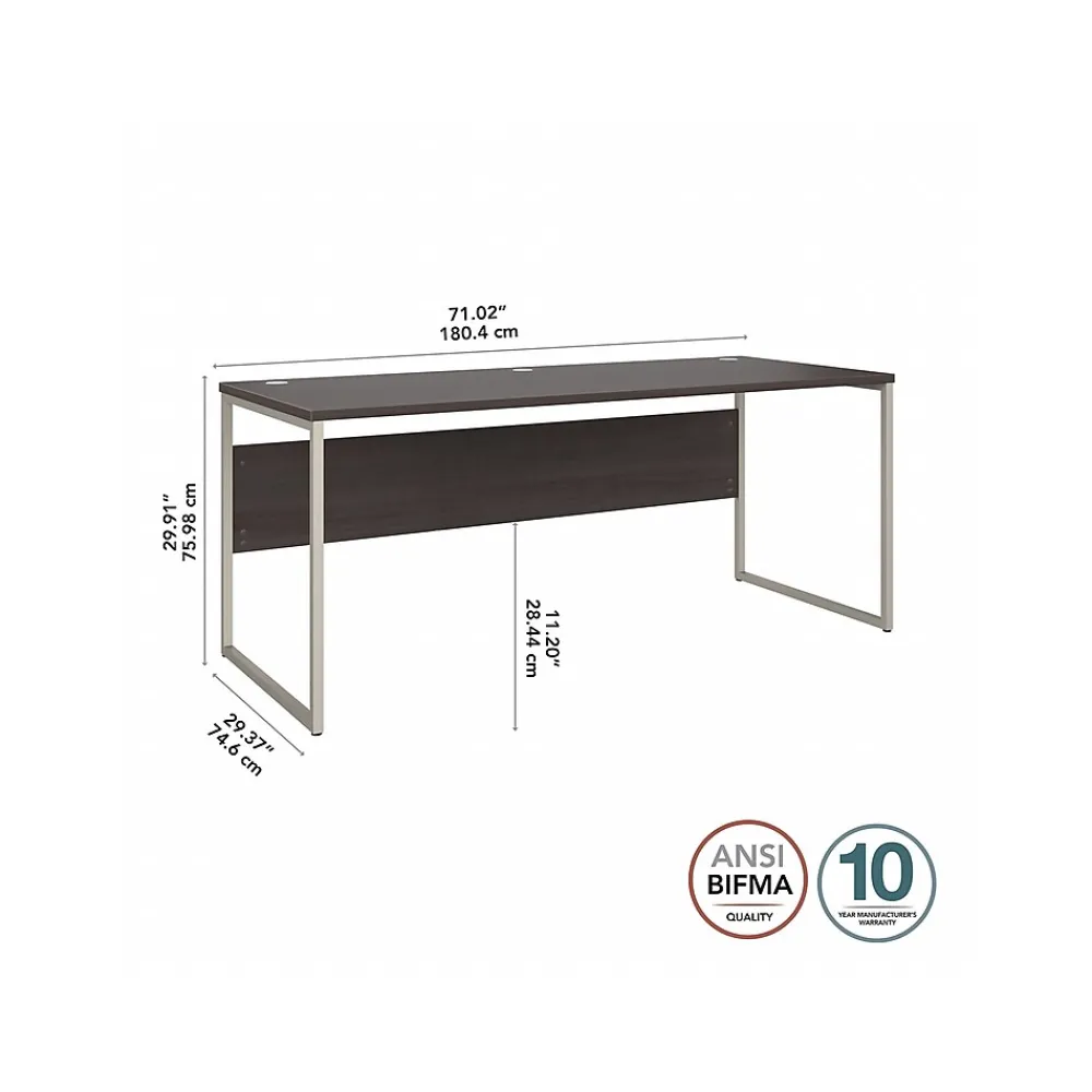 Computer Desks*Bush Business Furniture Hybrid 72"W Computer Table Desk with Metal Legs, (HYD373SG) Storm Gray