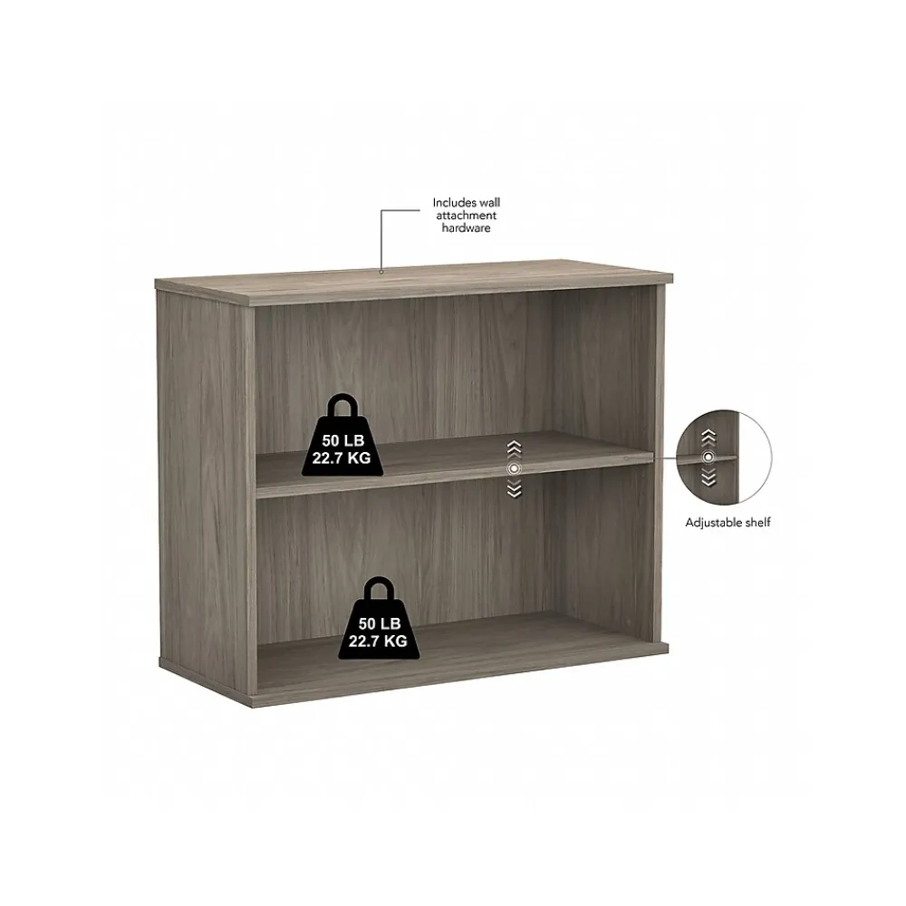 Bookcases*Bush Business Furniture Hybrid 71"H 4-Shelf Etagere Bookcase with Adjustable Shelf, (HYB023MH) Modern Hickory
