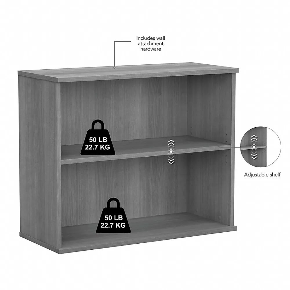 Bookcases*Bush Business Furniture 29"H 2-Shelf Bookcase with Adjustable Shelf, Platinum Gray (BK3036PG)