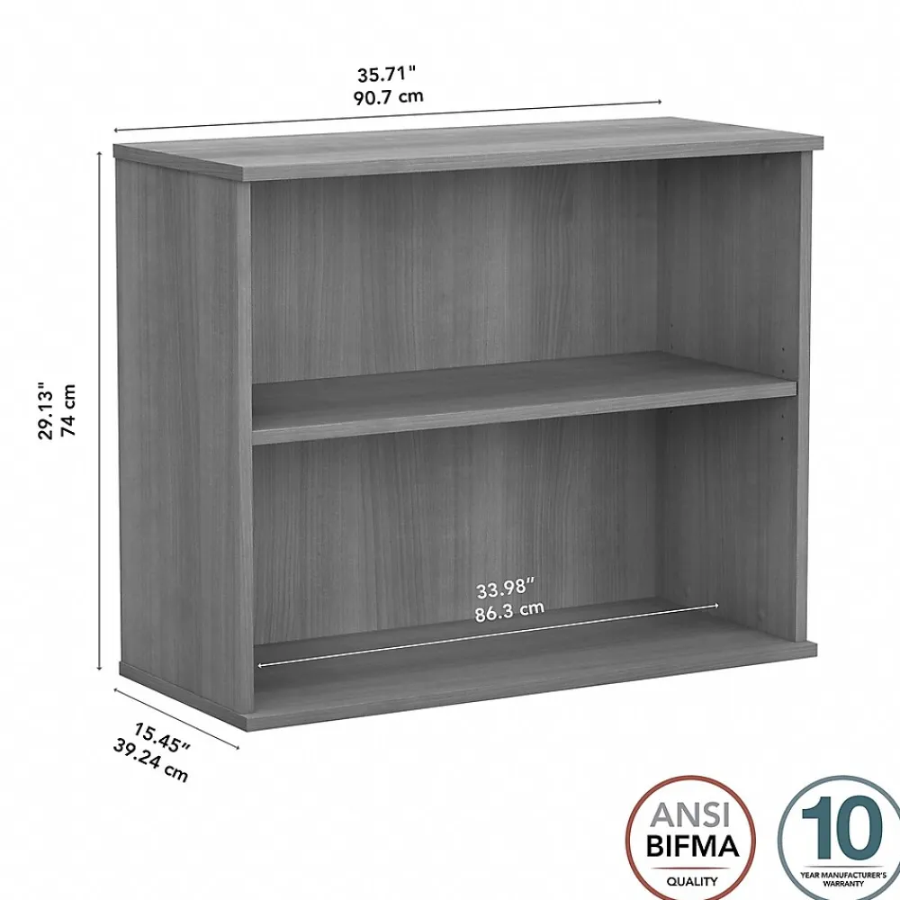 Bookcases*Bush Business Furniture 29"H 2-Shelf Bookcase with Adjustable Shelf, Platinum Gray (BK3036PG)