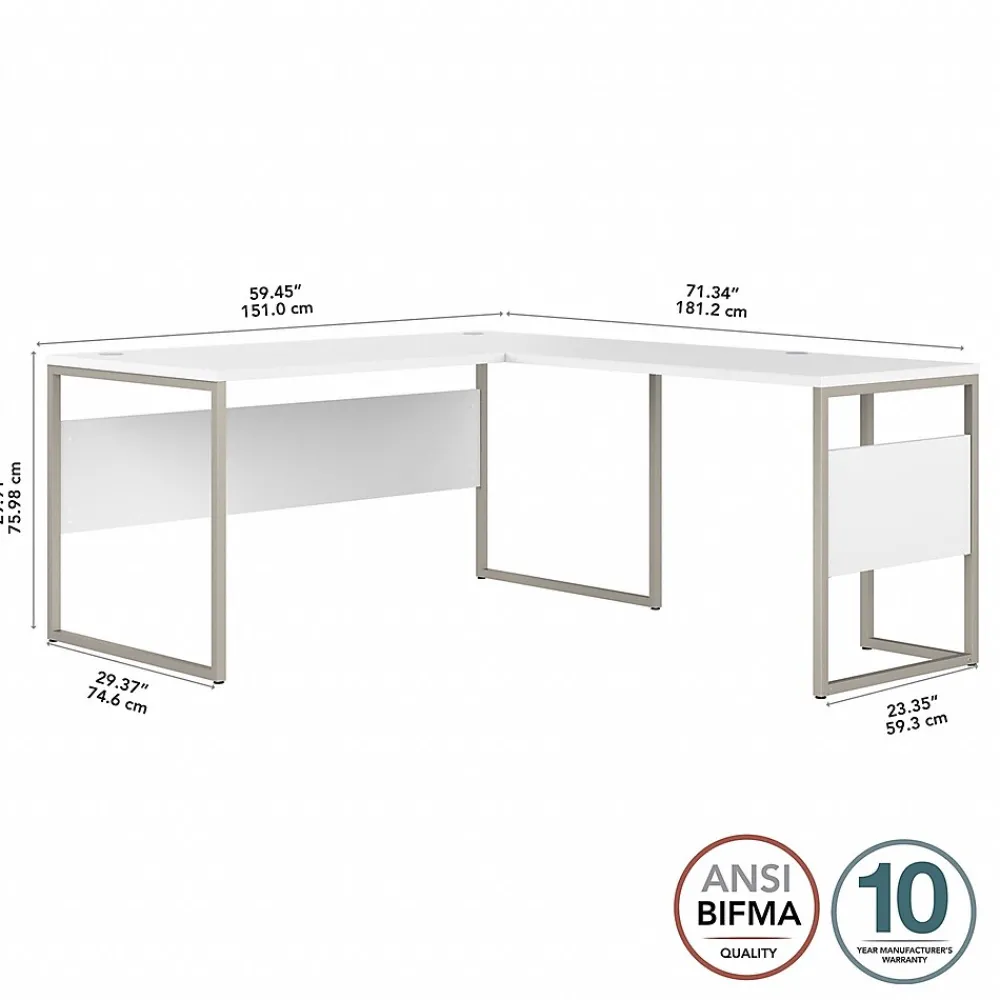 L-Desks*Bush Business Furniture Hybrid 60"W L Shaped Table Desk with Metal Legs, (HYB027WH) White