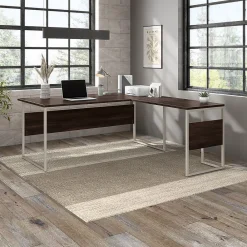 L-Desks*Bush Business Furniture Hybrid 72"W L Shaped Table Desk with Metal Legs, (HYB025BW) Black Walnut