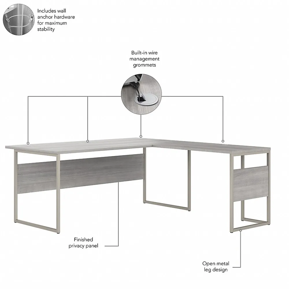 L-Desks*Bush Business Furniture Hybrid 72"W L Shaped Table Desk with Metal Legs, (HYB025PG) Platinum Gray