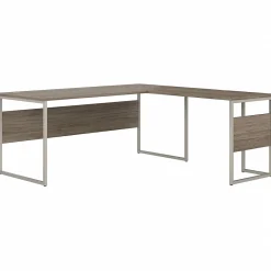 Office Desks*Bush Business Furniture Hybrid 72"W L Shaped Table Desk with Metal Legs, (HYB026MH) Modern Hickory