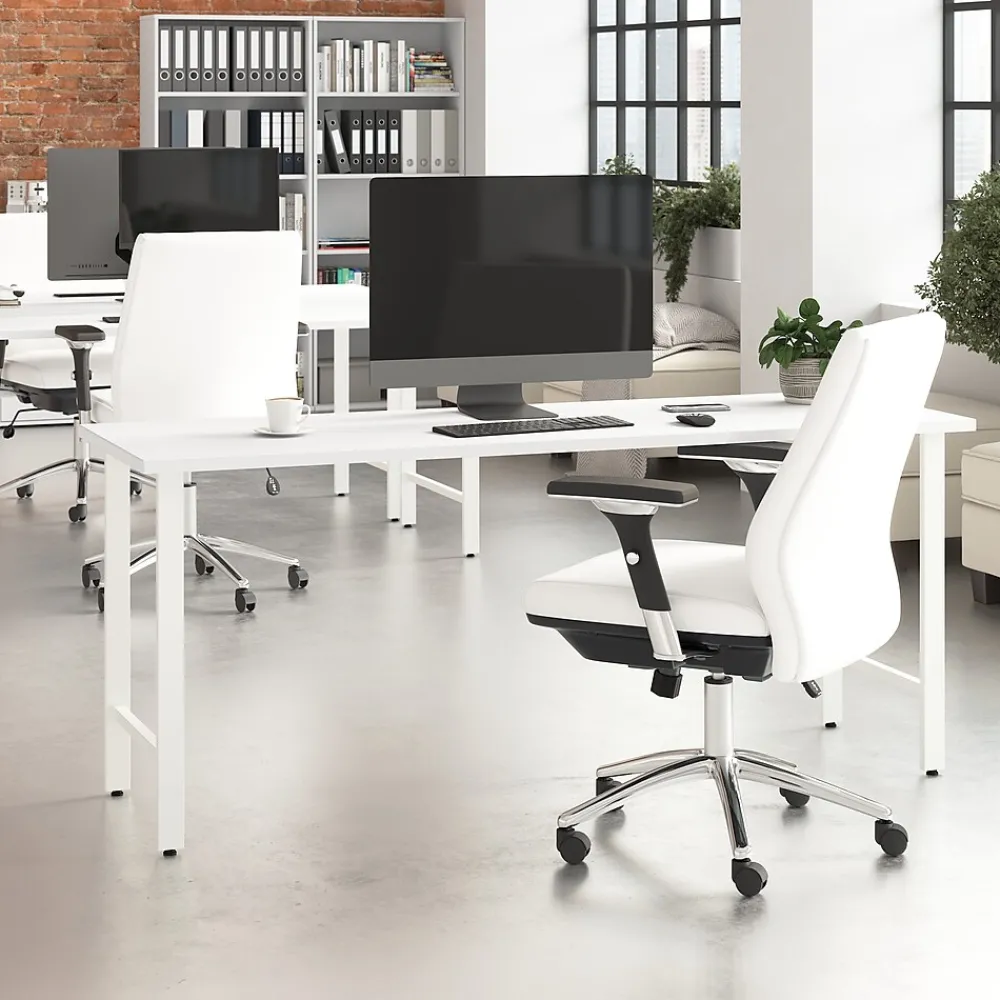 Office Desks*Bush Business Furniture Hustle 72"W Computer Desk with Metal Legs, White (HUD172WH)
