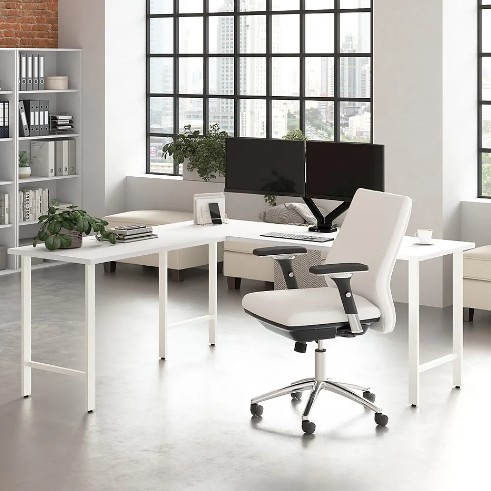 Office Desks*Bush Business Furniture Hustle 72"W Computer Desk with Metal Legs, White (HUD172WH)