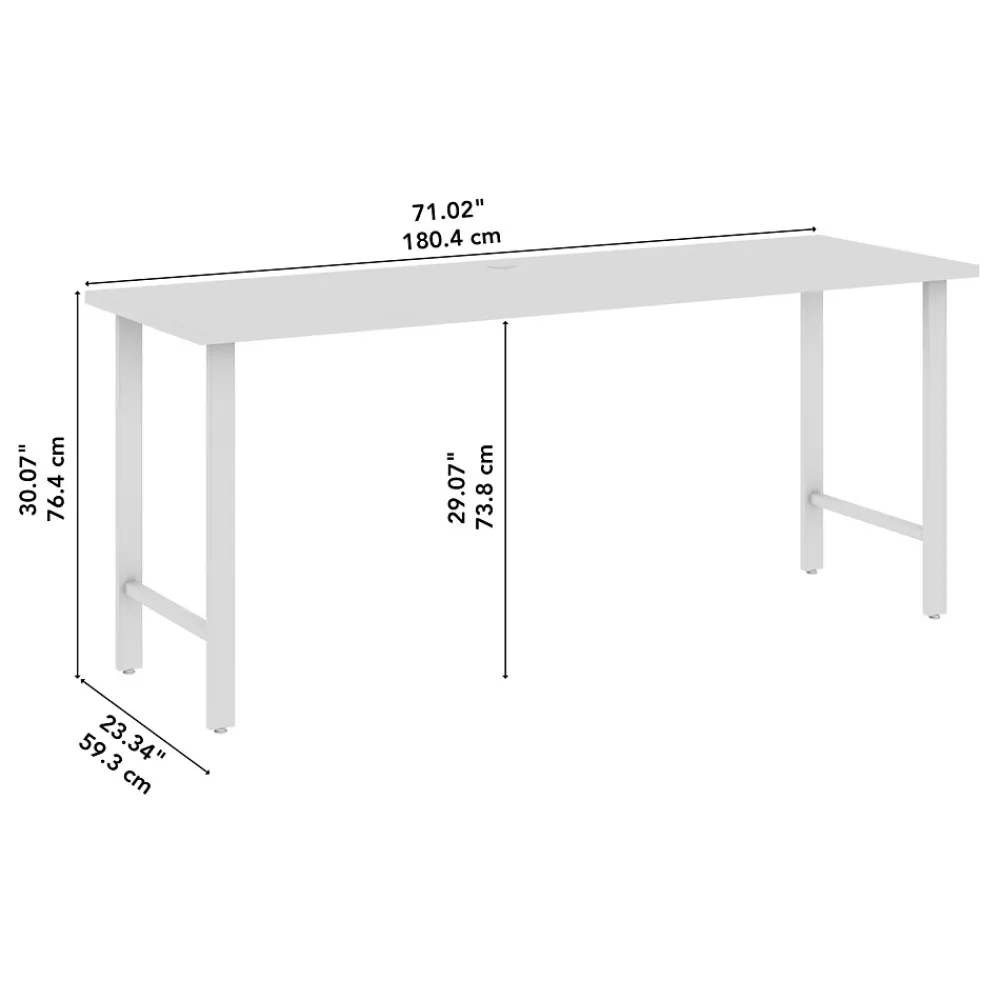 Office Desks*Bush Business Furniture Hustle 72"W Computer Desk with Metal Legs, White (HUD172WH)