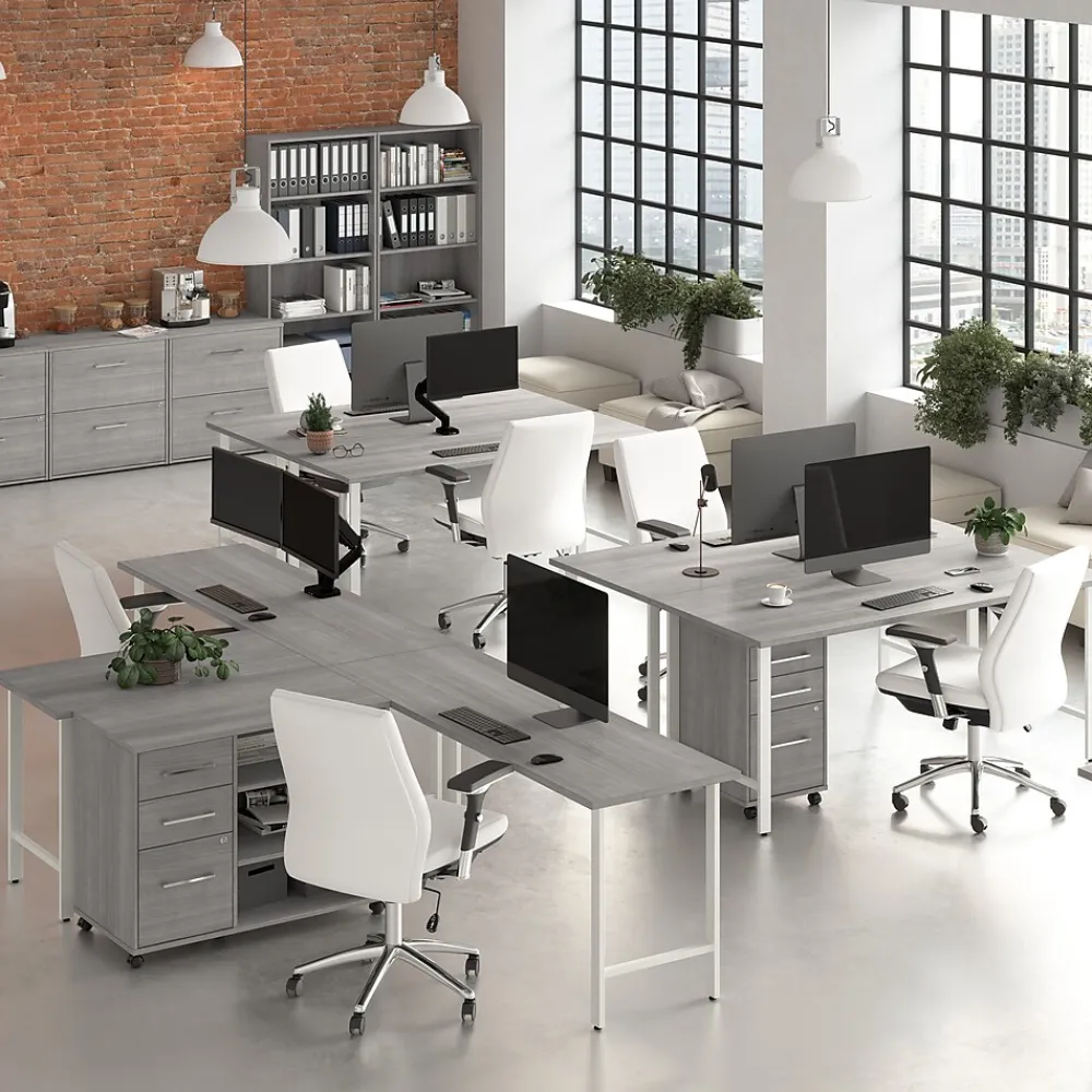 Office Desks*Bush Business Furniture Hustle 72"W Computer Desk with Metal Legs, Platinum Gray (HUD172PG)