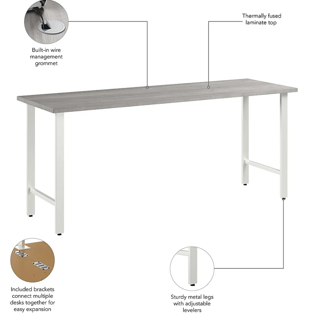 Office Desks*Bush Business Furniture Hustle 72"W Computer Desk with Metal Legs, Platinum Gray (HUD172PG)