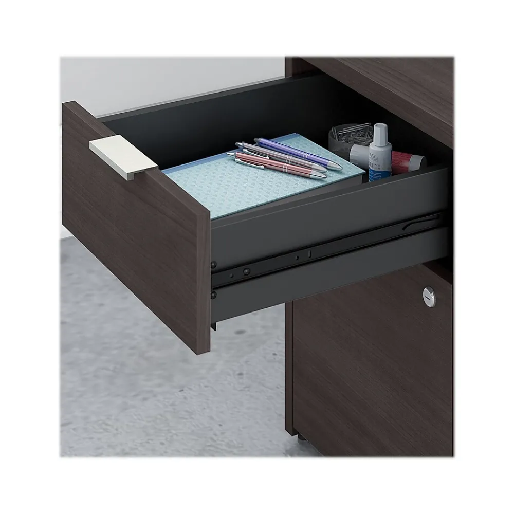 L-Desks*Bush Business Furniture Jamestown 72"W L Shaped Desk with Lateral File Cabinet and 5 Shelf Bookcase, Storm Gray (JTN011SGSU)
