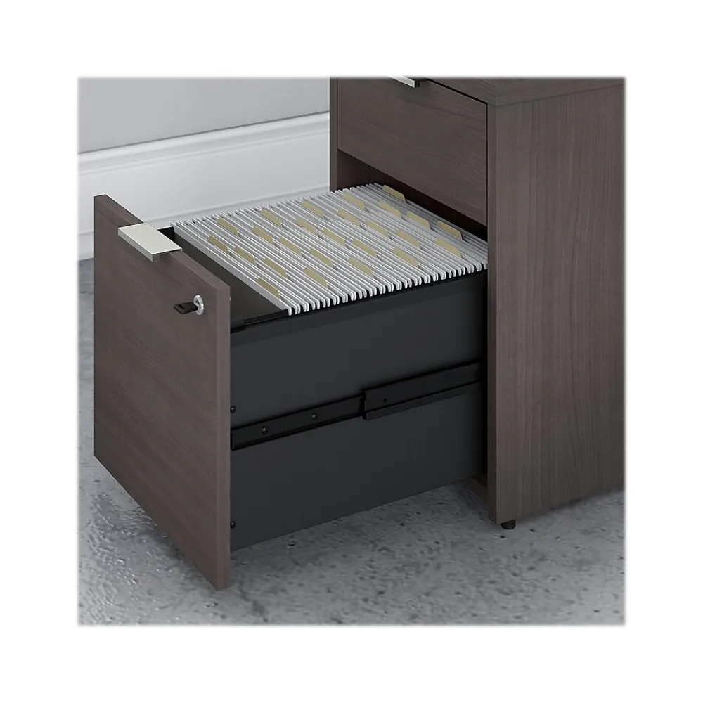 L-Desks*Bush Business Furniture Jamestown 72"W L Shaped Desk with Lateral File Cabinet and 5 Shelf Bookcase, Storm Gray (JTN011SGSU)