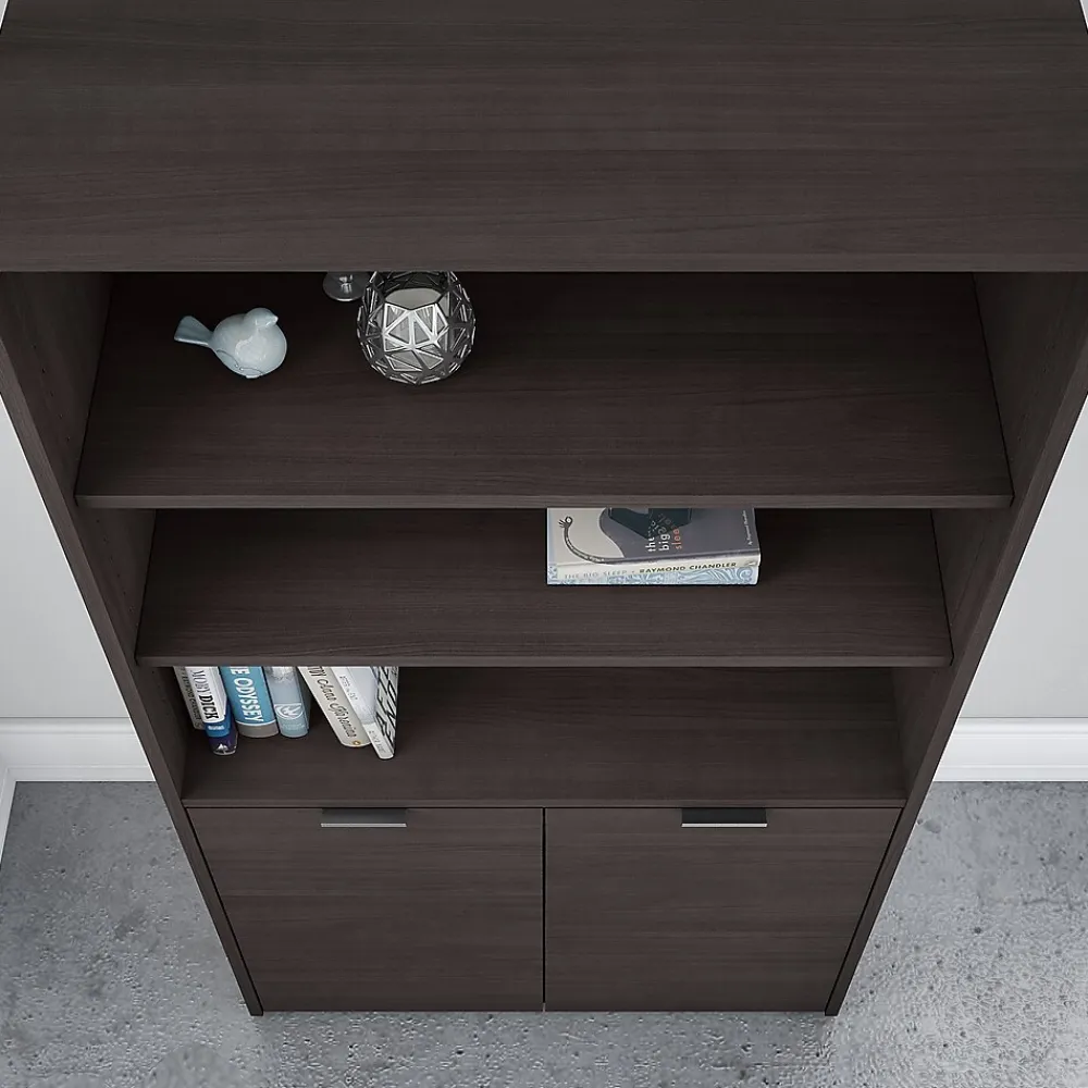 Bookcases*Bush Business Furniture Jamestown 66.12"H 5-Shelf Bookcase with Adjustable Shelves, Storm Gray Laminated Wood (JTB136SG)