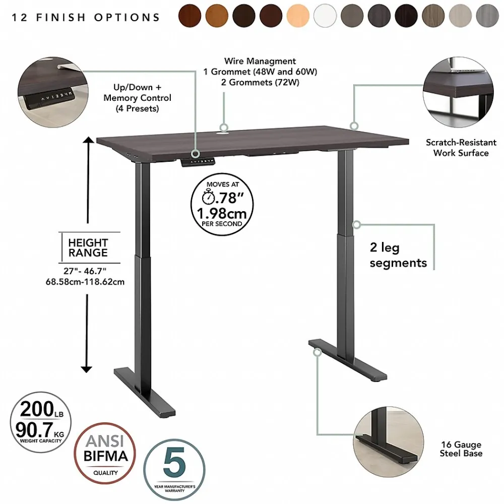 Standing Desks*Bush Business Furniture Move 60 Series 60"W Electric Height Adjustable Standing Desk, Storm Gray (M6S6030SGBK)