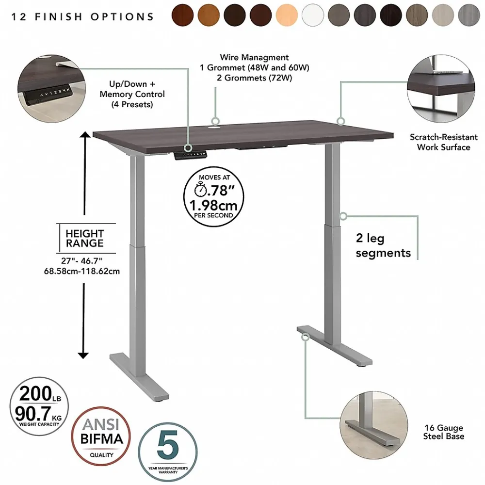 Standing Desks*Bush Business Furniture Move 60 Series 72"W Electric Height Adjustable Standing Desk, Storm Gray (M6S7230SGSK)
