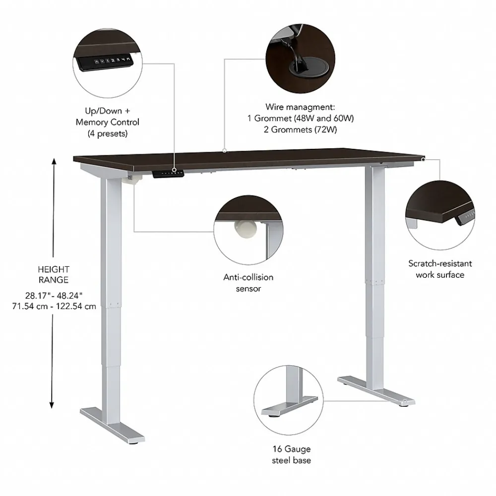 Standing Desks*Bush Business Furniture Move 40 Series 60"W Electric Height Adjustable Standing Desk, Mocha Cherry/Cool Gray (M4S6030MRSK)