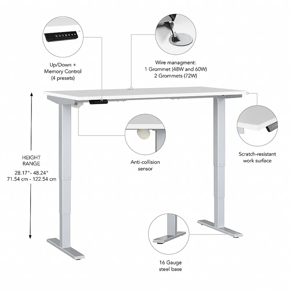 Standing Desks*Bush Business Furniture Move 40 Series 60"W Electric Height Adjustable Standing Desk, White/Cool Gray Metallic (M4S6030WHSK)