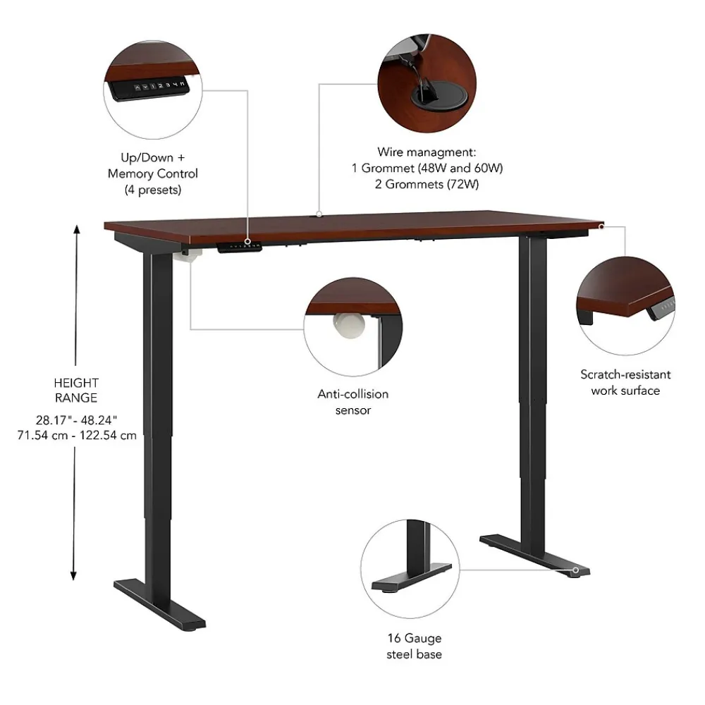 Standing Desks*Bush Business Furniture Move 40 Series 72"W Electric Height Adjustable Standing Desk, Hansen Cherry/Black (M4S7230HCBK)