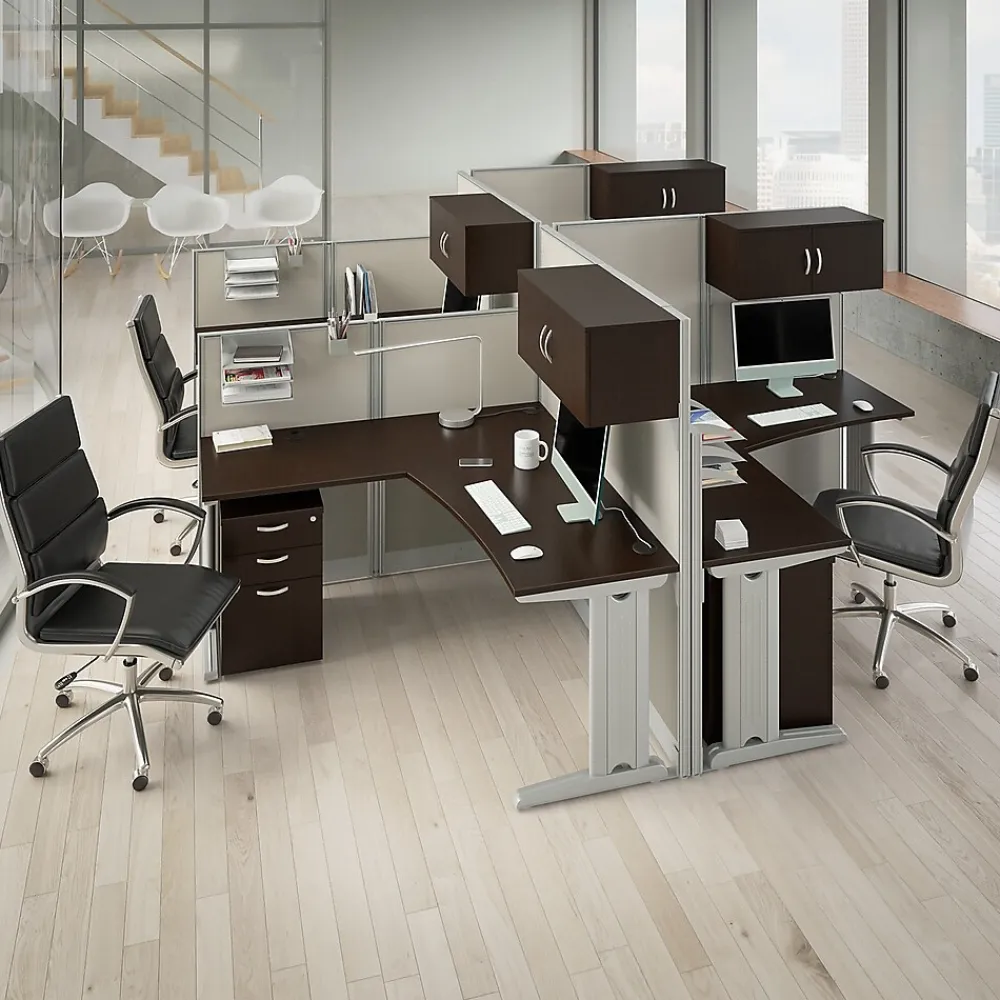 Storage Cabinets*Bush Business Furniture Office in an Hour Cubicle Storage with Cabinet, Paper Tray, & Pencil Holder, Mocha Cherry (WC36890-03K)