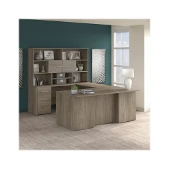 Office Desks*Bush Business Furniture Office 500 72"W U Shaped Executive Desk with Drawers and Hutch, (OF5003MHSU) Modern Hickory