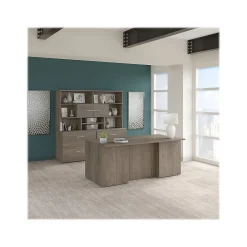 Office Desks*Bush Business Furniture Office 500 72"W Executive Desk with Drawers, Lat File Cabinets and Hutch, (OF5001MHSU) Modern Hickory