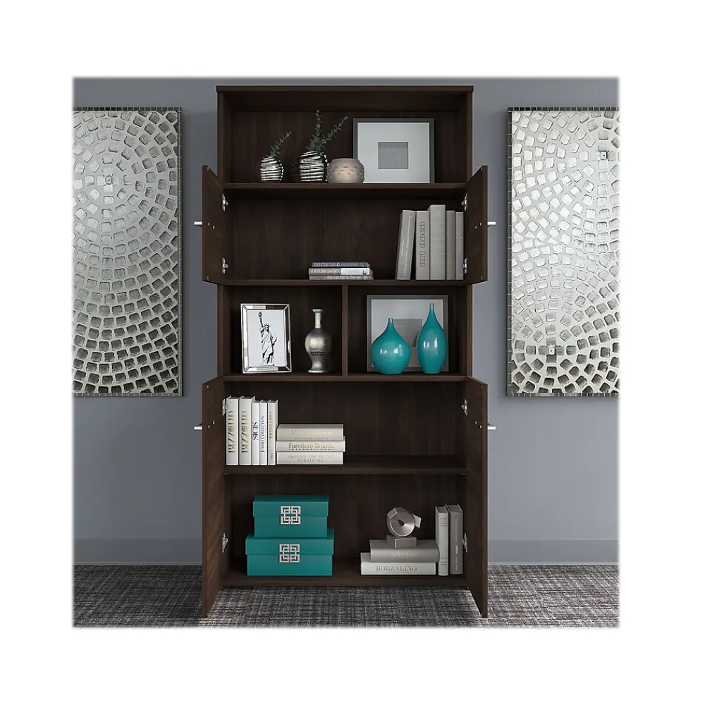 Bookcases*Bush Business Furniture Office 500 70"H 5-Shelf Bookcase with Doors, (OFB136BW) Black Walnut