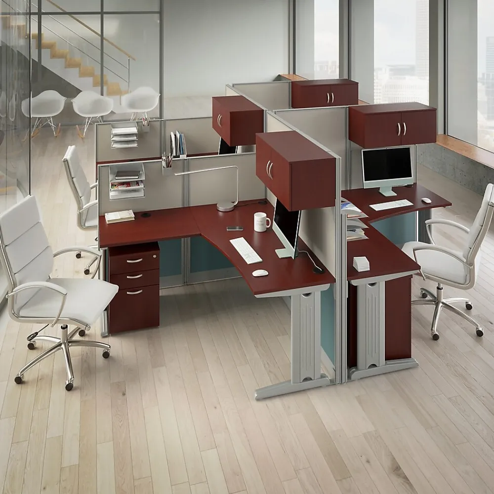 Storage Cabinets*Bush Business Furniture Office in an Hour Cubicle Storage with Cabinet, Paper Tray, & Pencil Holder, Hansen Cherry (WC36490-03K)