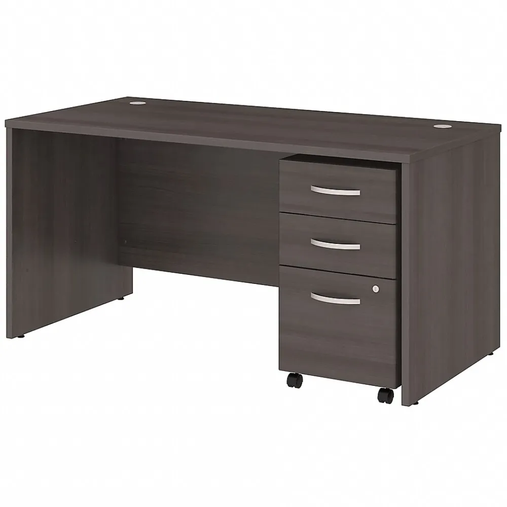 Office Desks*Bush Business Furniture Studio C 60"W Office Desk with Mobile File Cabinet, (STC014SG) Storm Gray