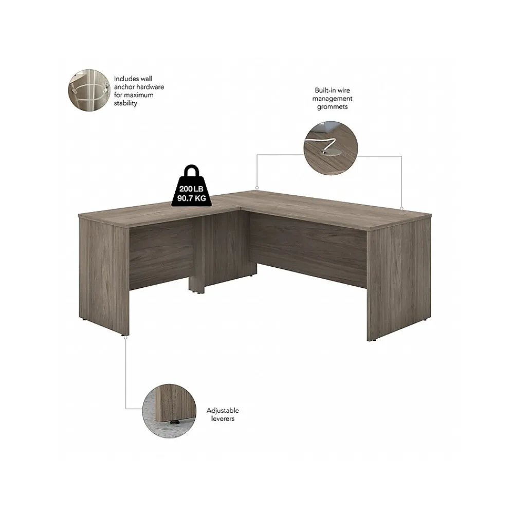 L-Desks*Bush Business Furniture Studio C 72"W L Shaped Desk with Return, (STC049MH) Modern Hickory